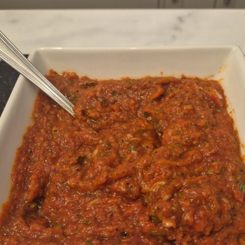 Roasted red pepper chimichurri sauce