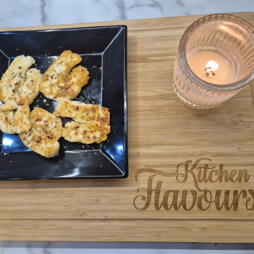 Grilled halloumi with oregano and chilli flakes